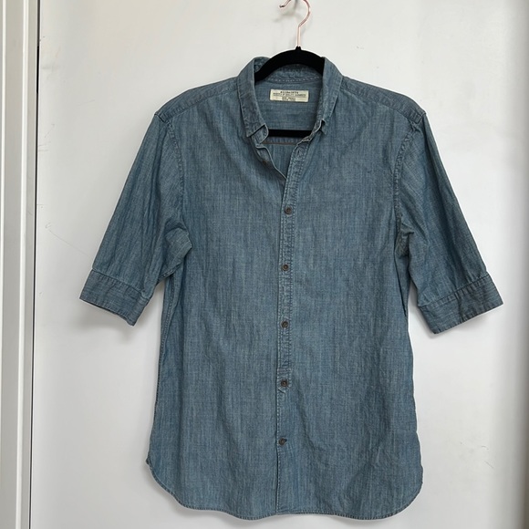 All Saints Denim Cotton Button Down Shirt - Picture 3 of 8